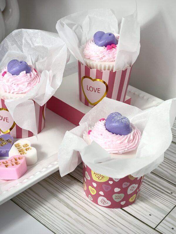 Lavender Valentines Cupcake Soap